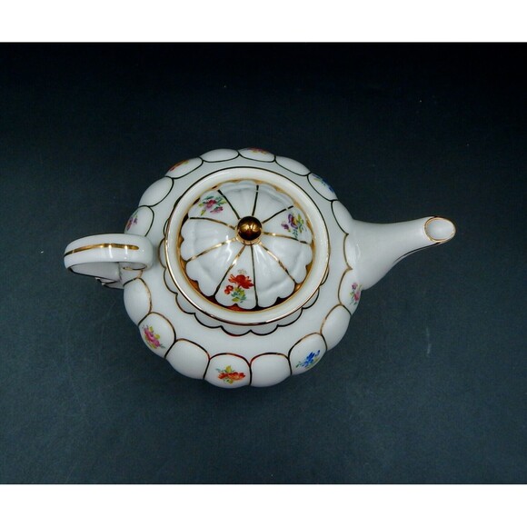 Ganz Porcelain Floral Teapot With Teacup 3 PC Stacking Tea For One Gold Trim - Picture 5 of 10